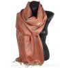 Etole soie indienne beige rouge motif cachemire