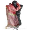 Etole soie indienne jacquard rouge et verte