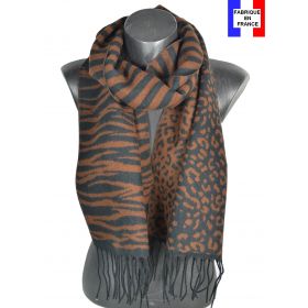 Echarpe Zebra marron made in France