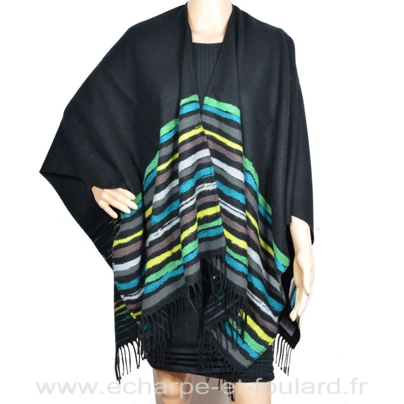 Poncho Vibration noir made in France
