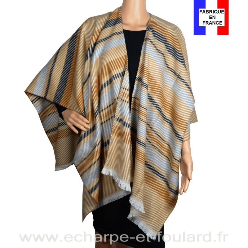 Poncho Velour beige made in France