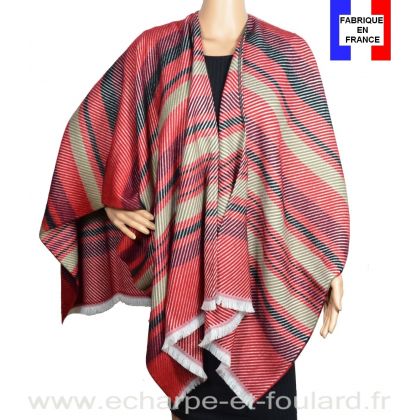 Poncho Velour rouge made in France