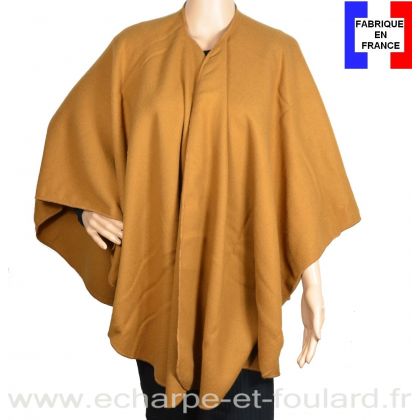 Poncho uni rond Milou camel made in France