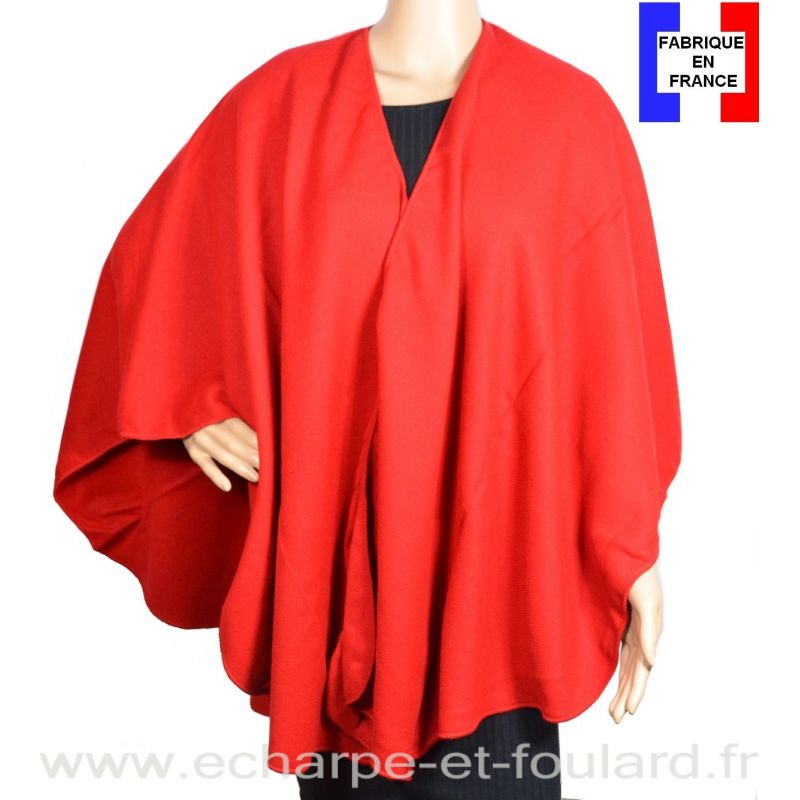 Poncho uni rond Milou rouge made in France