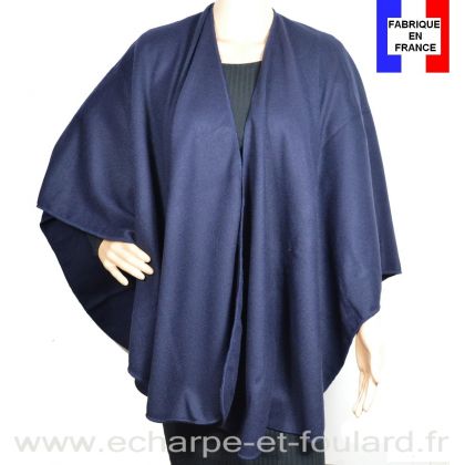 Poncho uni rond Milou bleu marine made in France