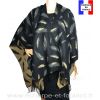 Poncho Boho plumes noir made in France