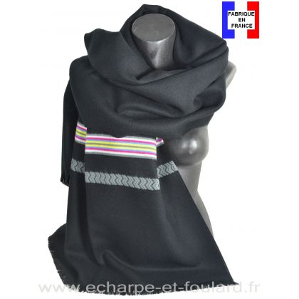 Châle Athna noir et gris made in France