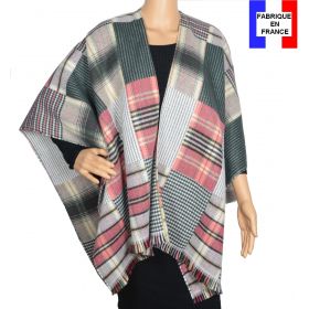 Poncho Patch gris et rose made in France