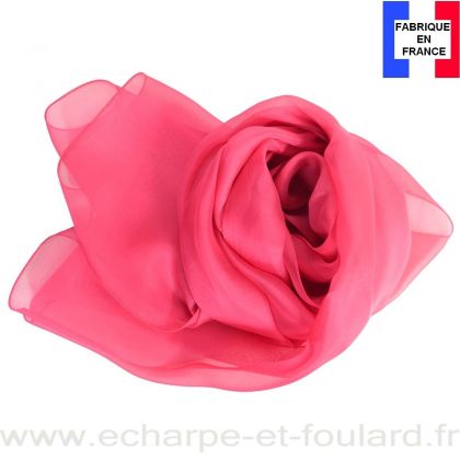Echarpe mousseline soie corail fabriquée en France