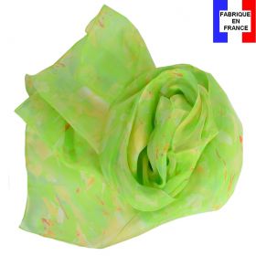 Echarpe soie Givre vert fabriquée en France