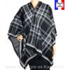 Poncho écossais noir et gris made in France