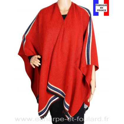 Poncho Couture rouge made in France