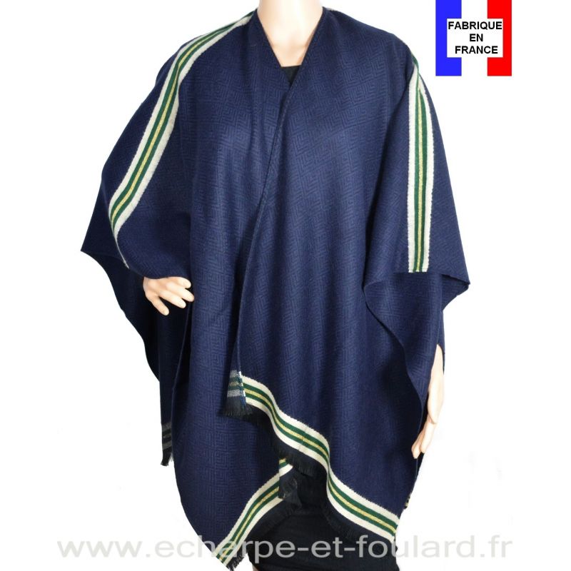 Poncho Couture bleu made in France