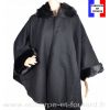 Poncho fourrure noir fabriqué en France