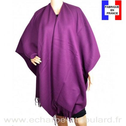 Poncho acrylique violet fabriqué en France