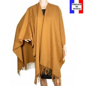 Poncho acrylique camel fabriqué en France