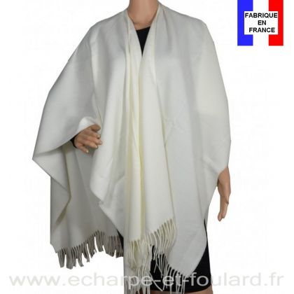 Poncho acrylique écru fabriqué en France