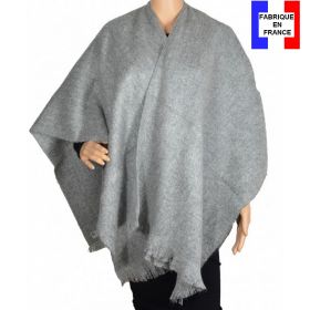 Poncho mohair gris clair fabriqué en France