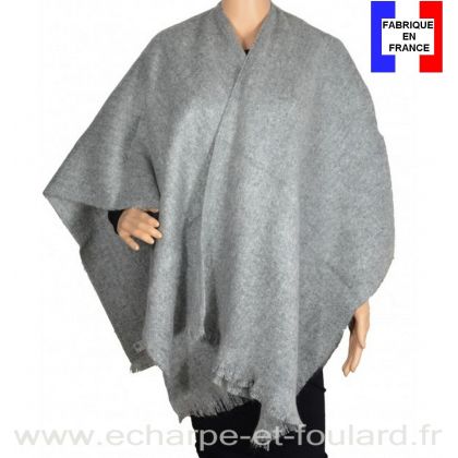 Poncho mohair gris clair fabriqué en France