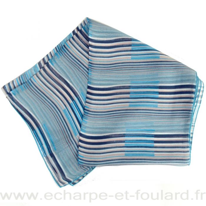 Echarpe de soie Rayures bleues fabriquée en France