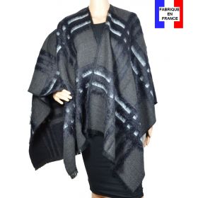 Poncho Ecossais gris-noir made in France