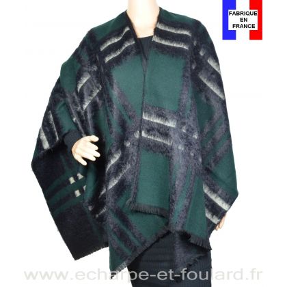 Poncho Ecossais vert noir made in France