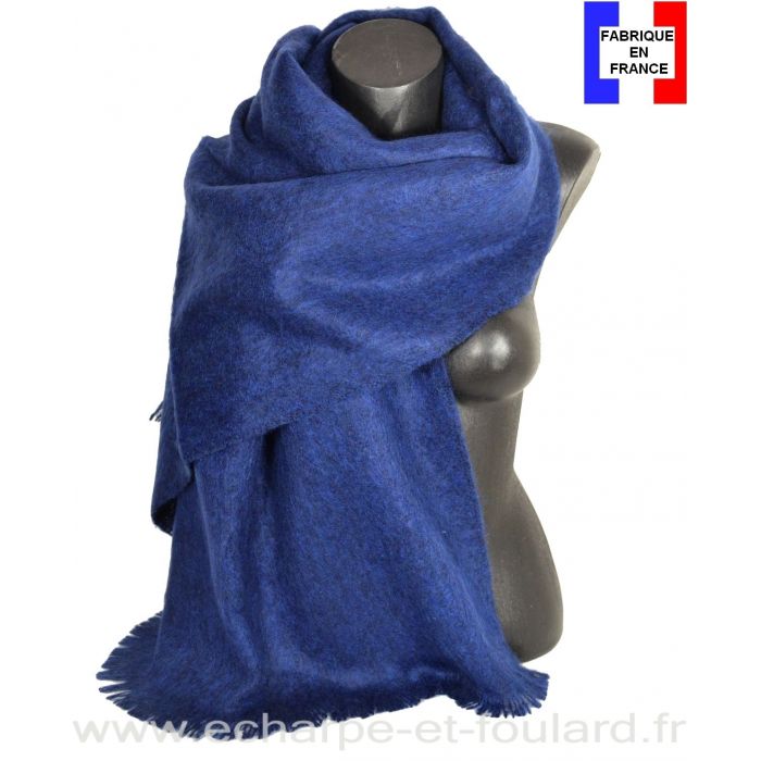 Châle mohair bleu marine fabriqué en France