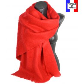 Châle mohair rouge fabriqué en France