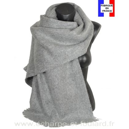 Châle mohair gris clair fabriqué en France