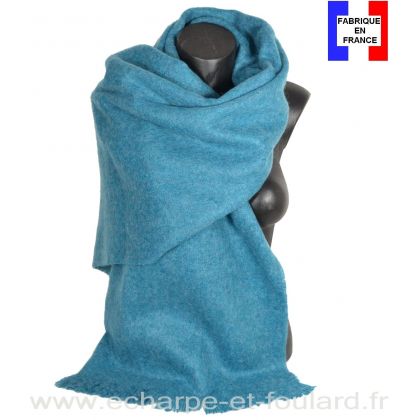 Châle mohair bleu fabriqué en France