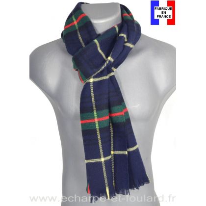 Echarpe tartan bleue et verte Hugo