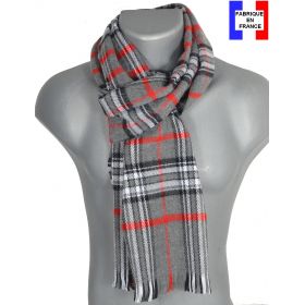 Echarpe tartan grise Hugo made in France