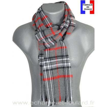 Echarpe tartan grise Hugo made in France