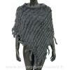 Poncho franges gris foncé en lapin