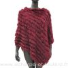 Poncho en lapin sans frange bordeaux