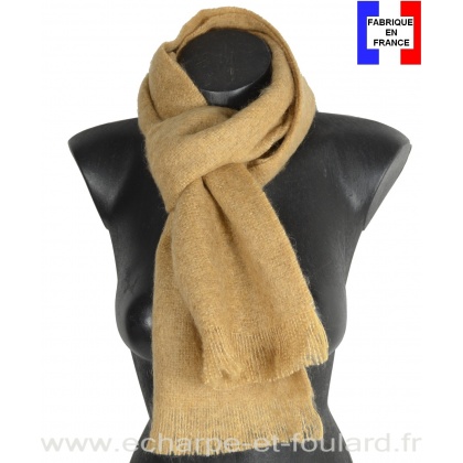 Echarpe mohair beige fabriquée en France