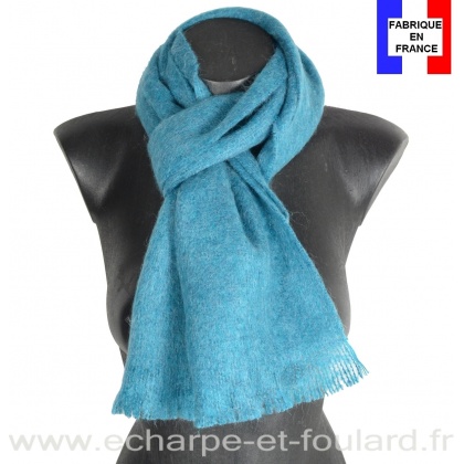 Echarpe mohair turquoise foncé fabriquée en France