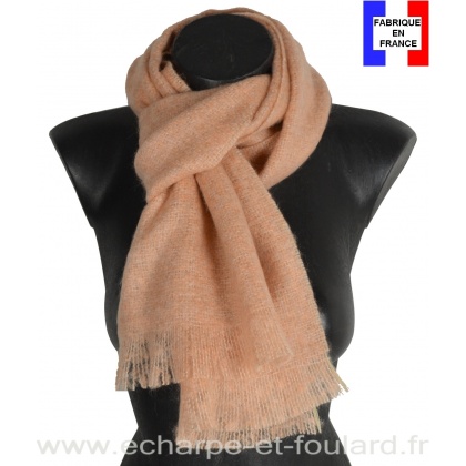 Echarpe mohair rose clair fabriquée en France