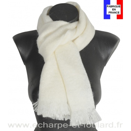 Echarpe mohair blanche fabriquée en France