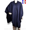 Poncho laine uni bleu marine made in France