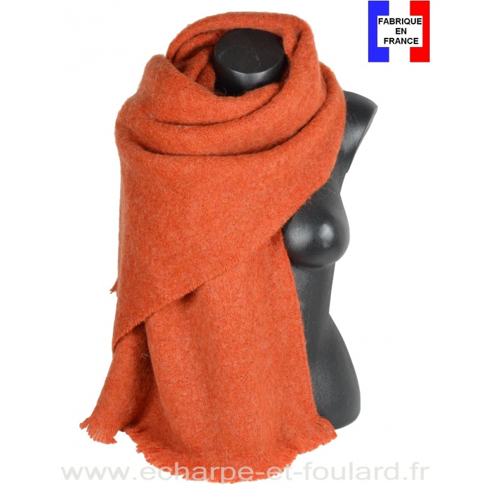 Châle mohair orange fabriqué en France