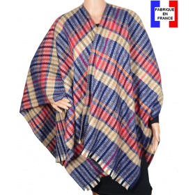 Poncho laine Elixir bleu made in France