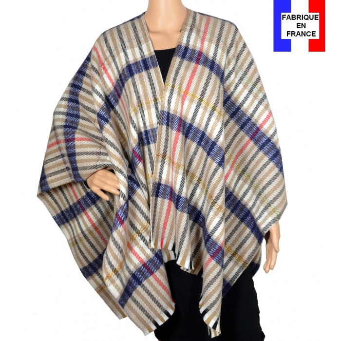 Poncho laine Elixir beige made in France