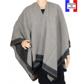 Poncho taupe et gris Aria made in France