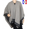 Poncho taupe et gris Aria made in France