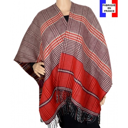 Poncho réversible Papyrus rouge made in France