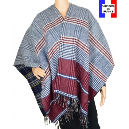 Poncho réversible Papyrus bleu made in France