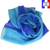 Foulard soie bicolore bleu-turquoise fabriqué en France