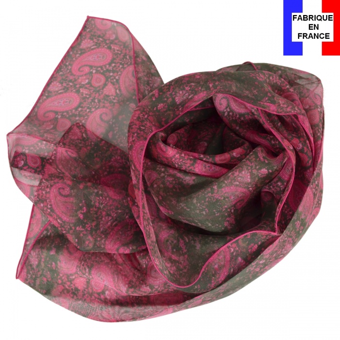 Foulard en soie Palmette rose
