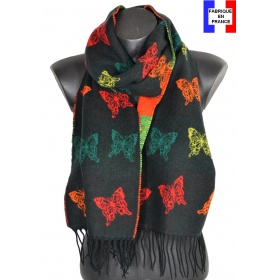 Echarpe cashcryl Papillon - noire et orange